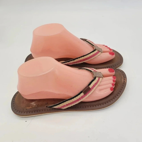 High Tide Women's Tan Pink Black Footwear Sandals Flip Flops size 9 - Picture 6 of 10
